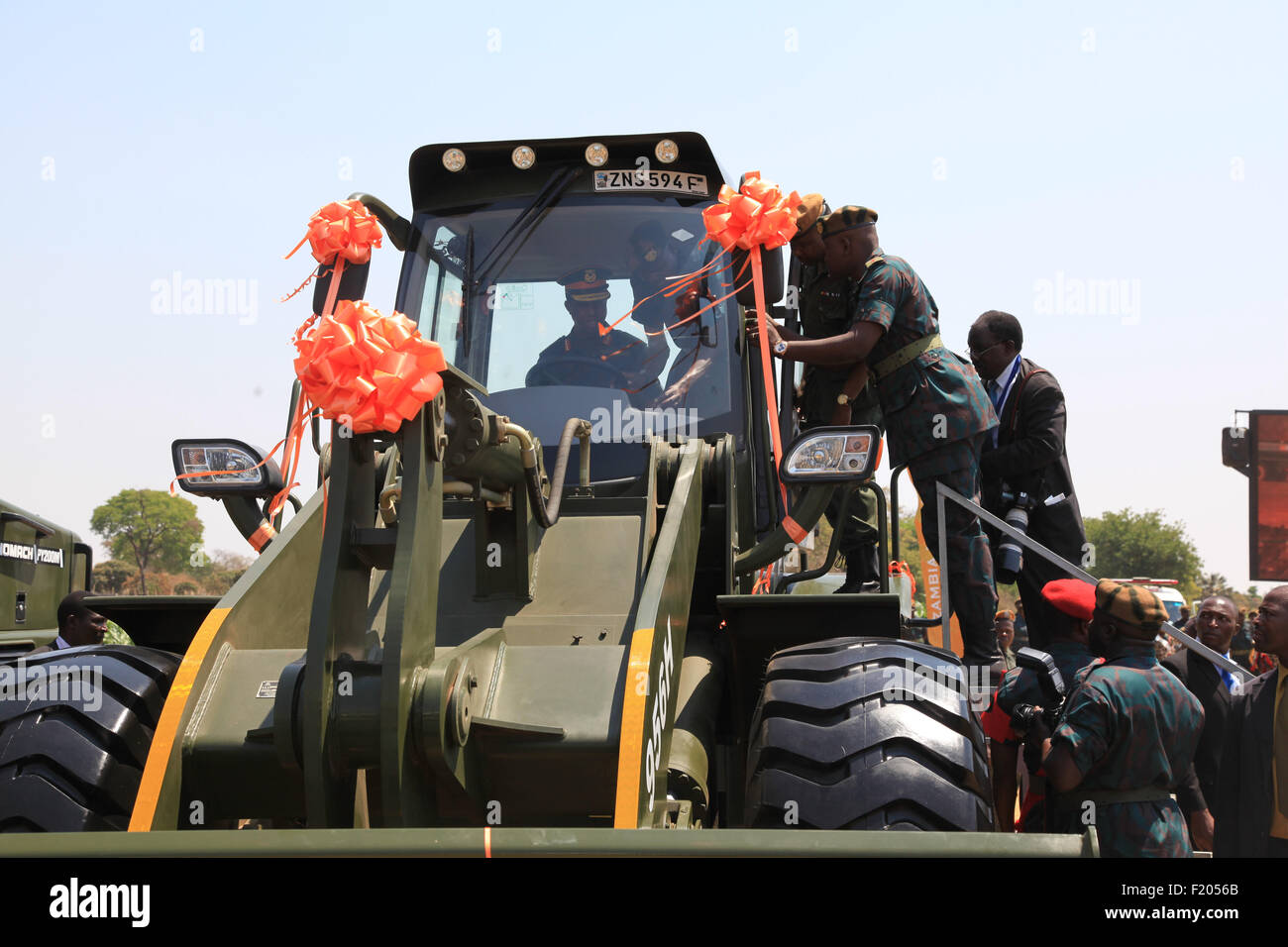 Lusaka, Zambia. 8th Sep, 2015. Zambian President Edgar Lungu tries to
