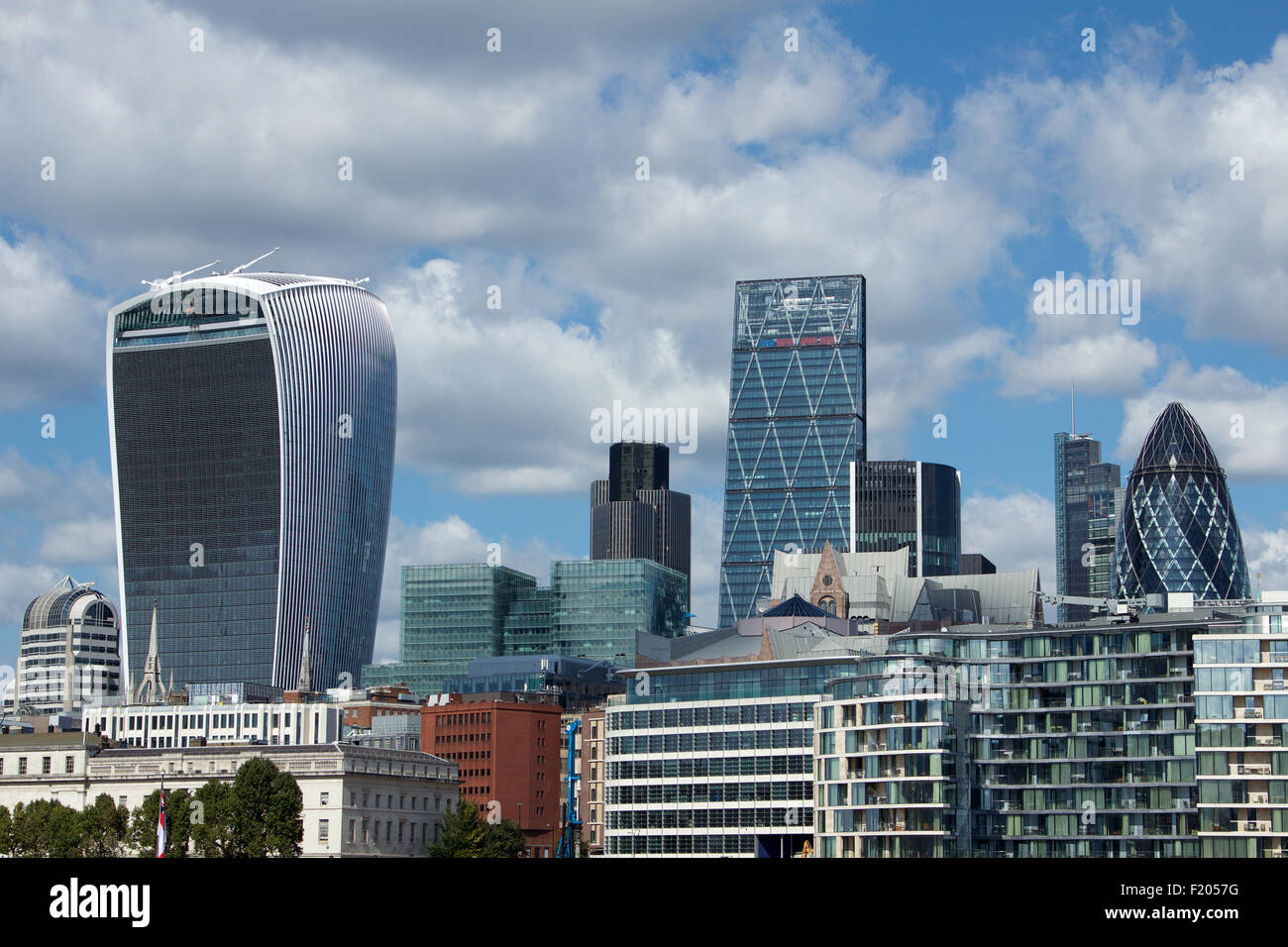 The City of London skyline including the "Walkie Talkie", the  "Cheesegrater" and the "Gherkin Stock Photo - Alamy