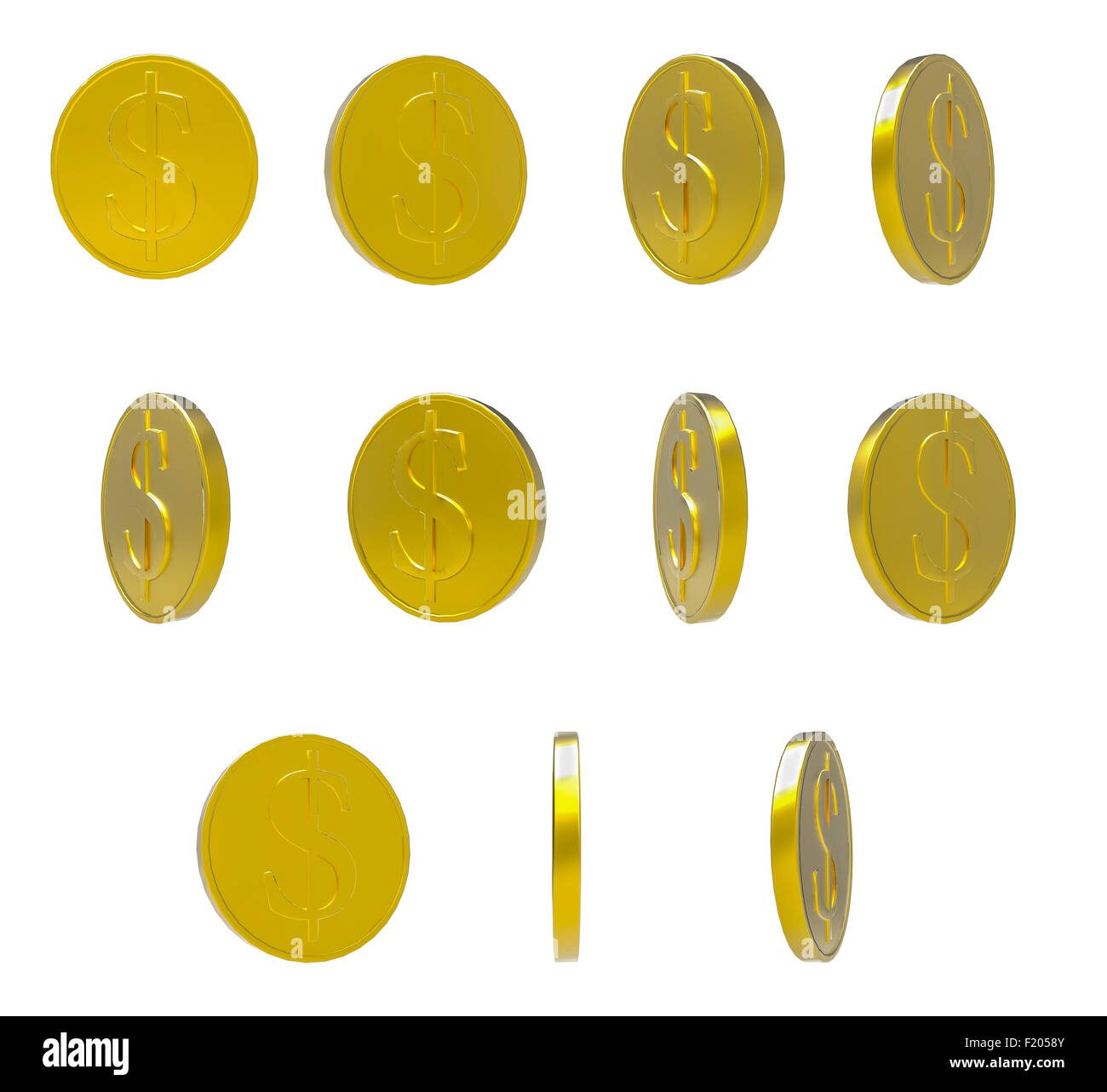 golden falling coins isolated on white background Stock Photo - Alamy