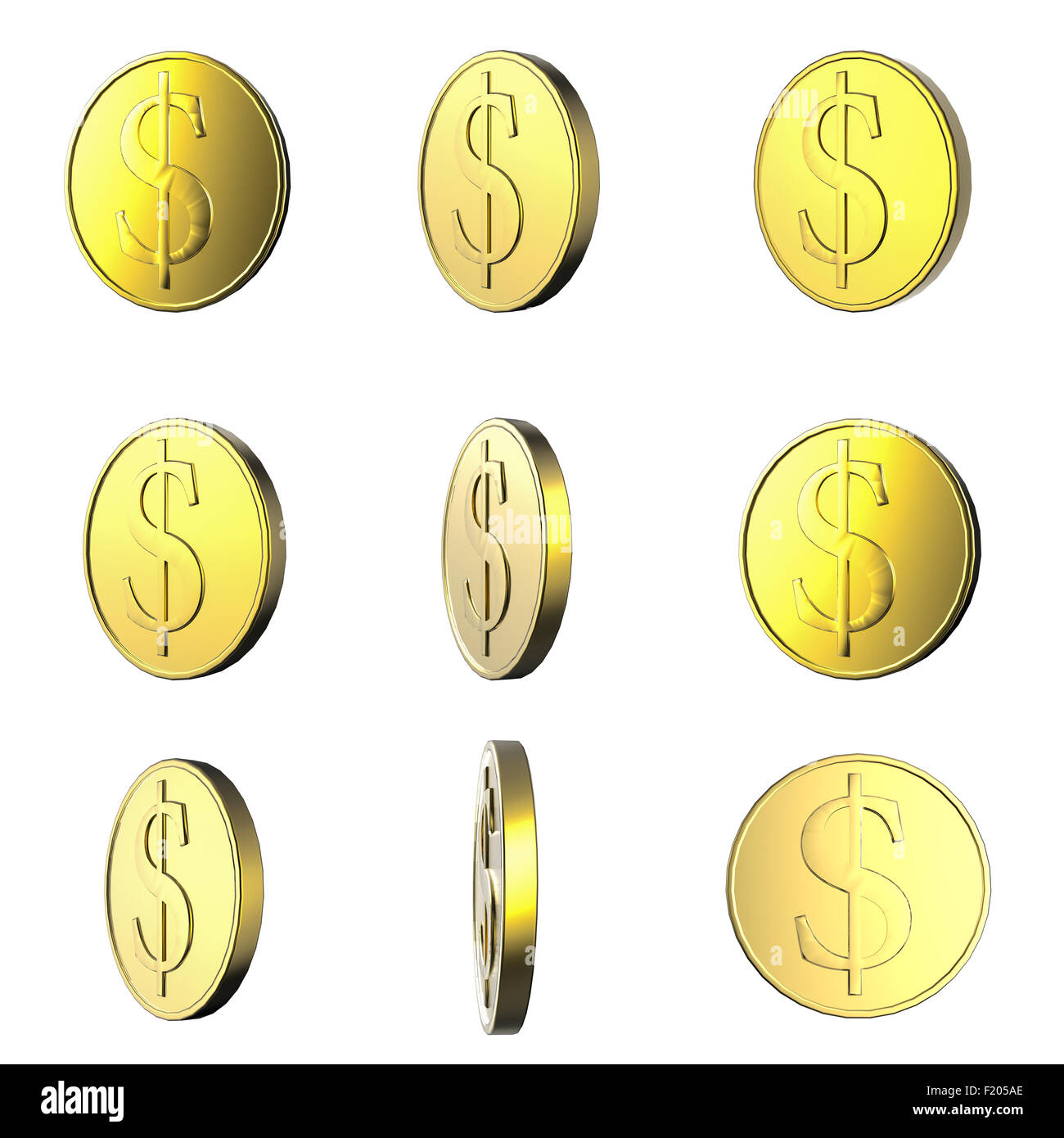 golden falling coins isolated on white background Stock Photo - Alamy