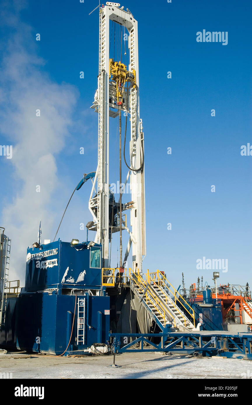 Canada, Alberta, Wabasca, Coil rig drilling an exploration well Stock