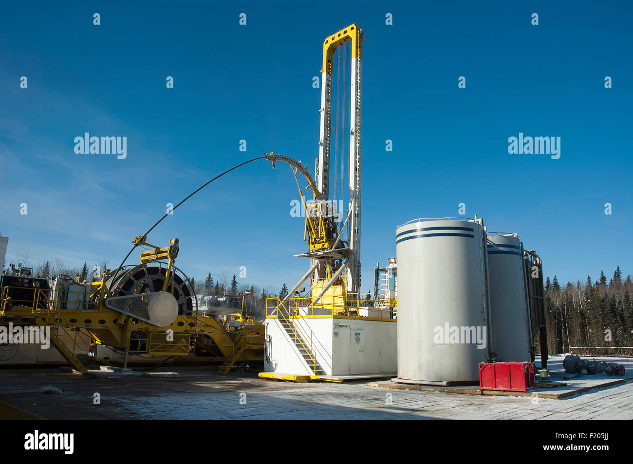 Canada, Alberta, Wabasca, Coil rig drilling an exploration well Stock