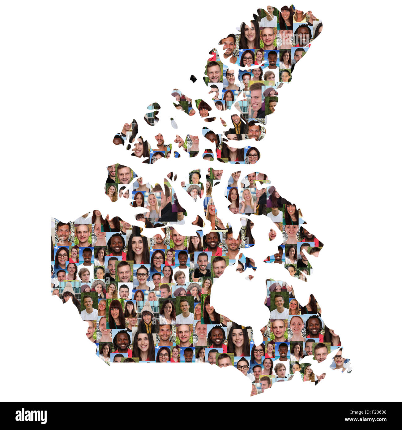 Canada map multicultural group of young people integration diversity
