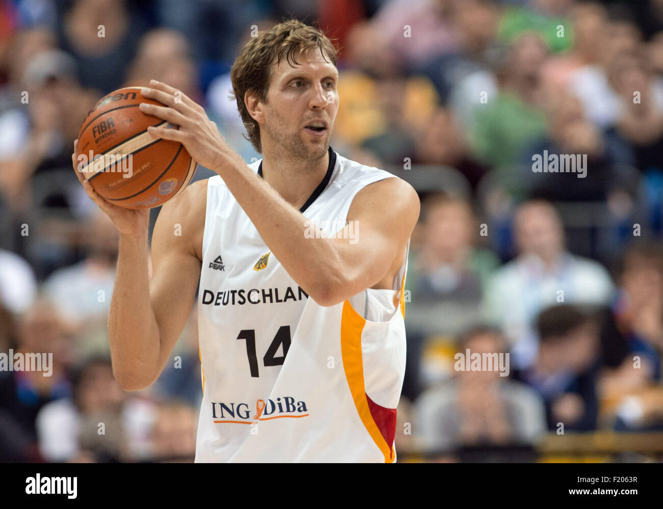 Berlin, Germany. 08th Sep, 2015. Germany's Dirk Nowitzki in action during the FIBA EuroBasket 2015 Group B match between Germany and Turkey, at the Mercedes-Benz-Arena in Berlin, Germany, 08 September 2015. Germany lost 75:80. Photo: Lukas Schulze/dpa/Alamy Live News Stock Photo