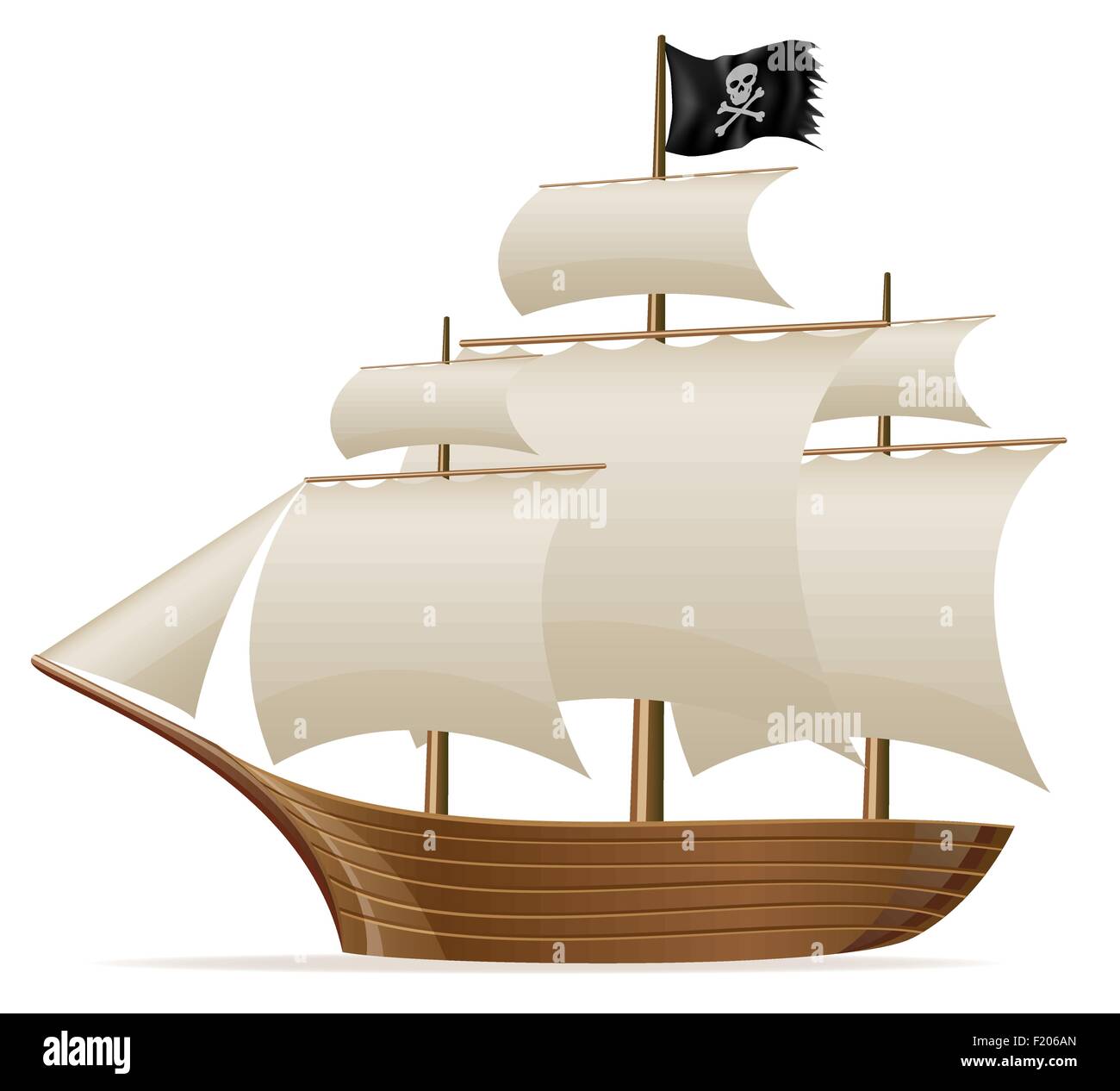 pirate ship vector illustration isolated on white background Stock ...