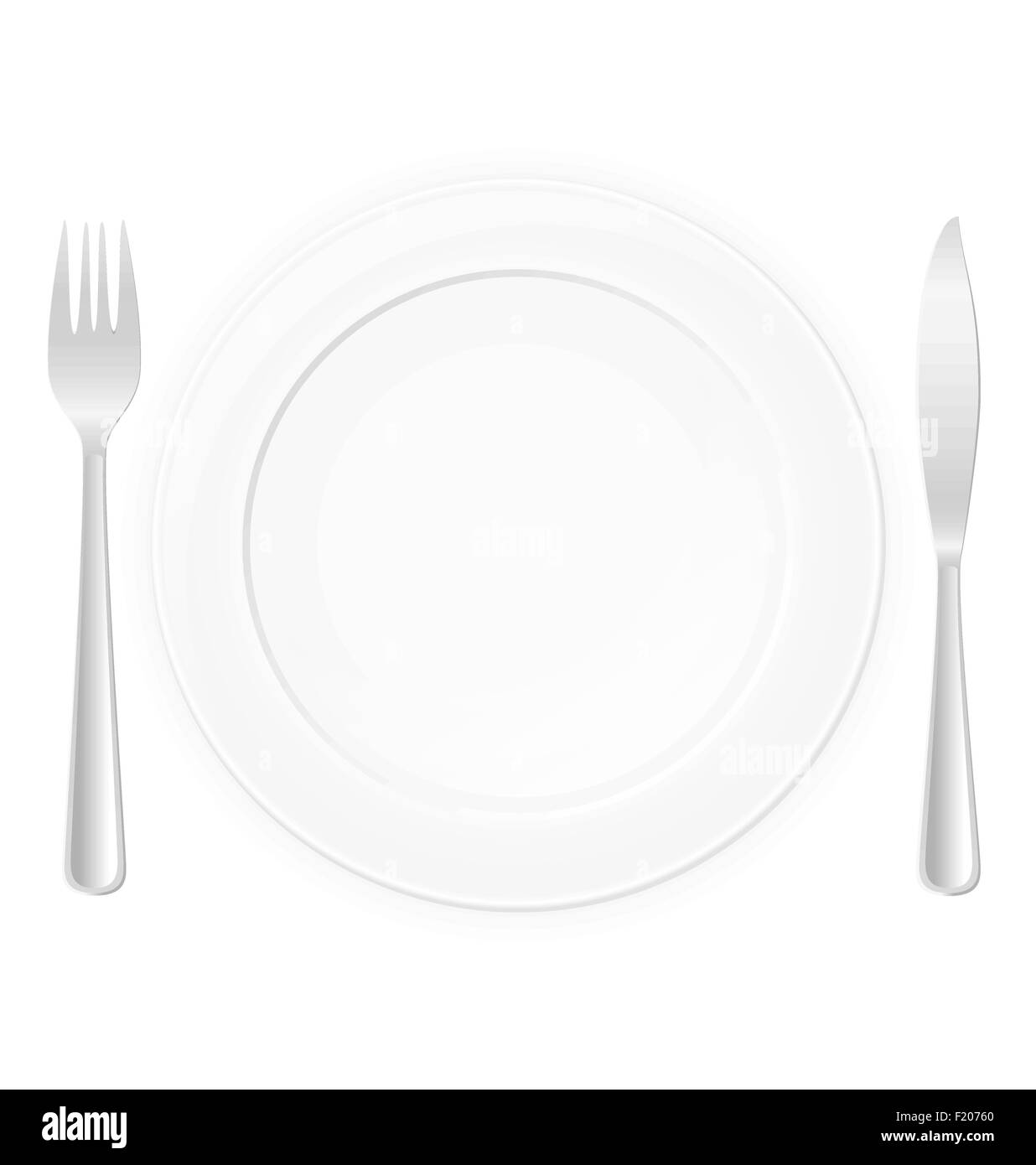 plate with fork and knife vector illustration isolated on white ...