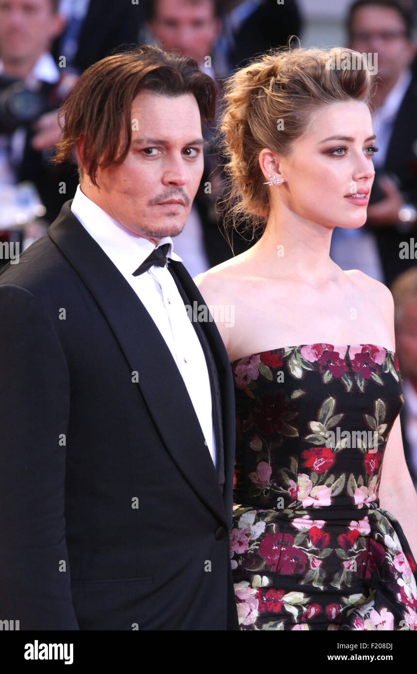 Venice, Italy. 4th September, 2015. Actor Johnny Depp and his wife Amber Heard at the red carpet of the movie 'The Danish Girl'  at the 72nd Venice International Film Festival on September 5, 2015 in Venice, Italy    Credit © Ottavia Da Re/Sintesi/Alamy Live News Stock Photo