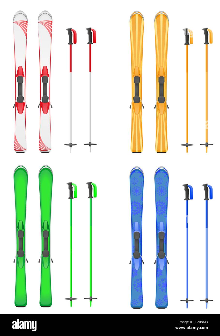 set icons skis mountain vector illustration isolated on gray background ...
