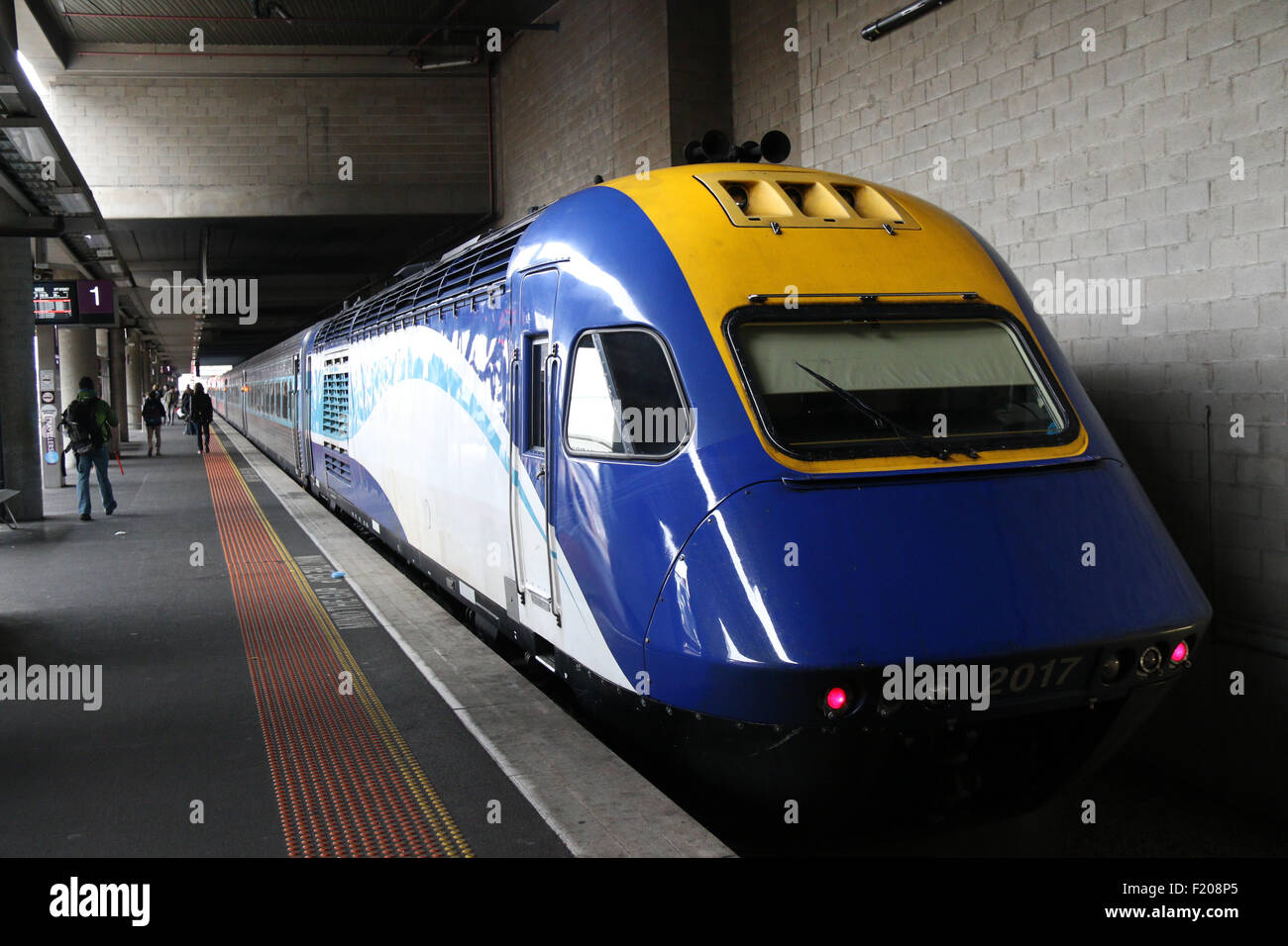 The XPT Express Passenger Train at Melbourne’s Southern Cross station before departing for Sydney. Stock Photo