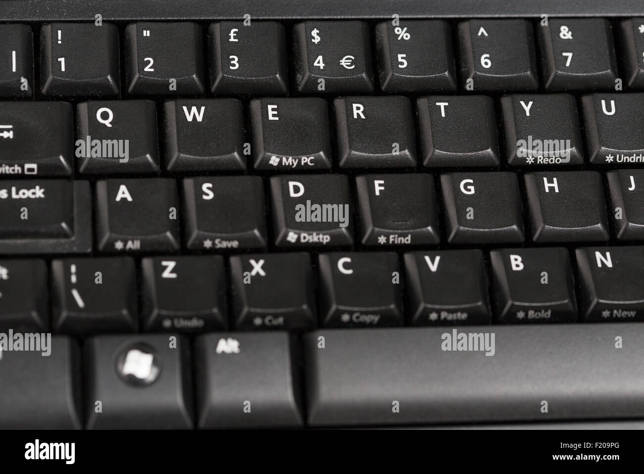 Qwerty Computer Wireless Keyboard and Mouse Stock Photo