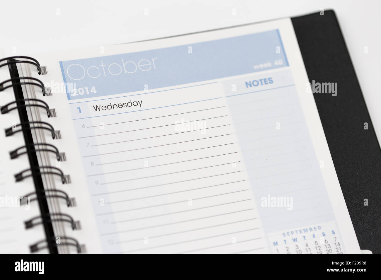 Calendar October 2014 Diary Organiser Organizer Tax Year Stock Photo