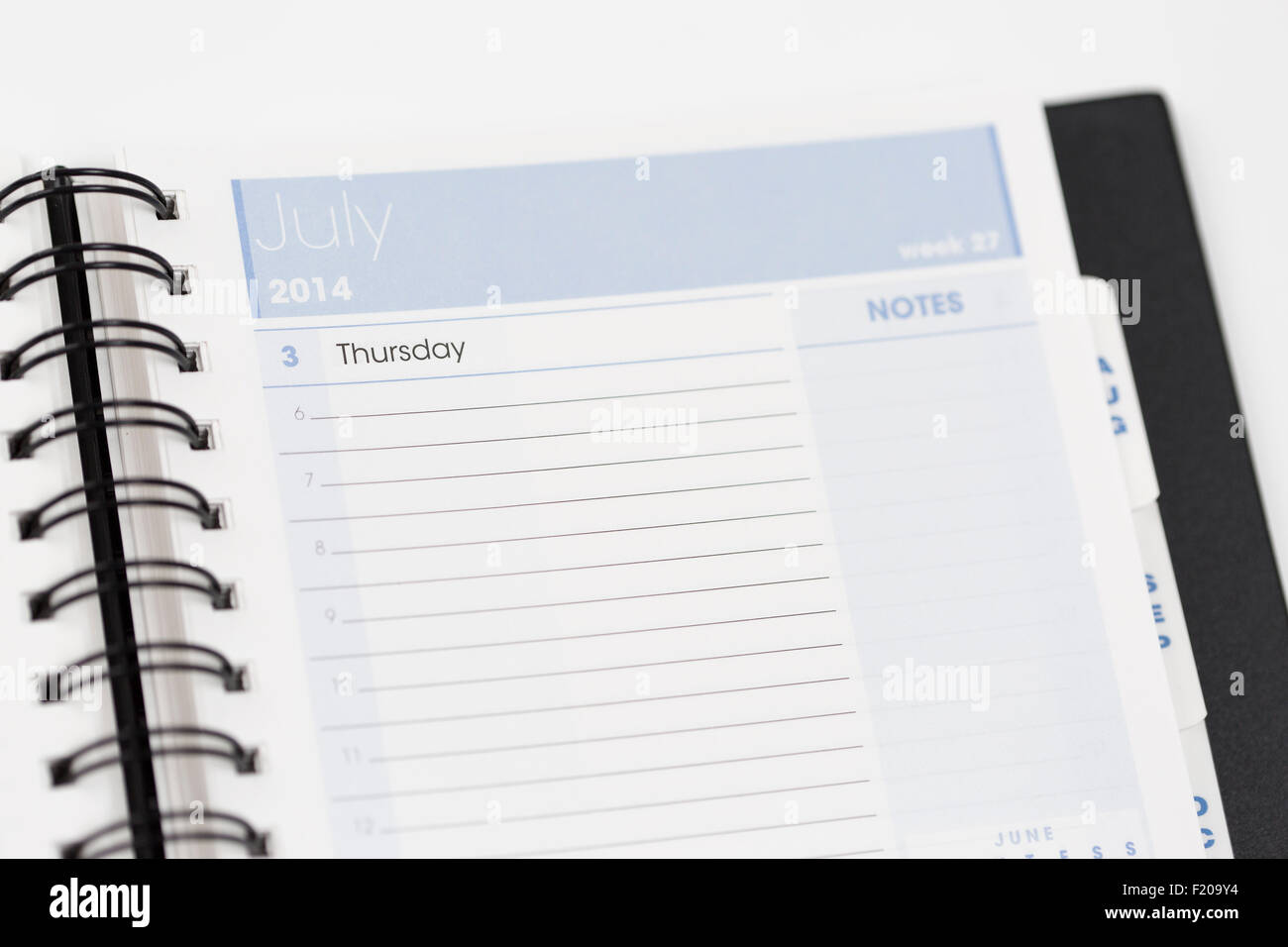 Calendar July 2014 Diary Organiser Organizer Tax Year Stock Photo