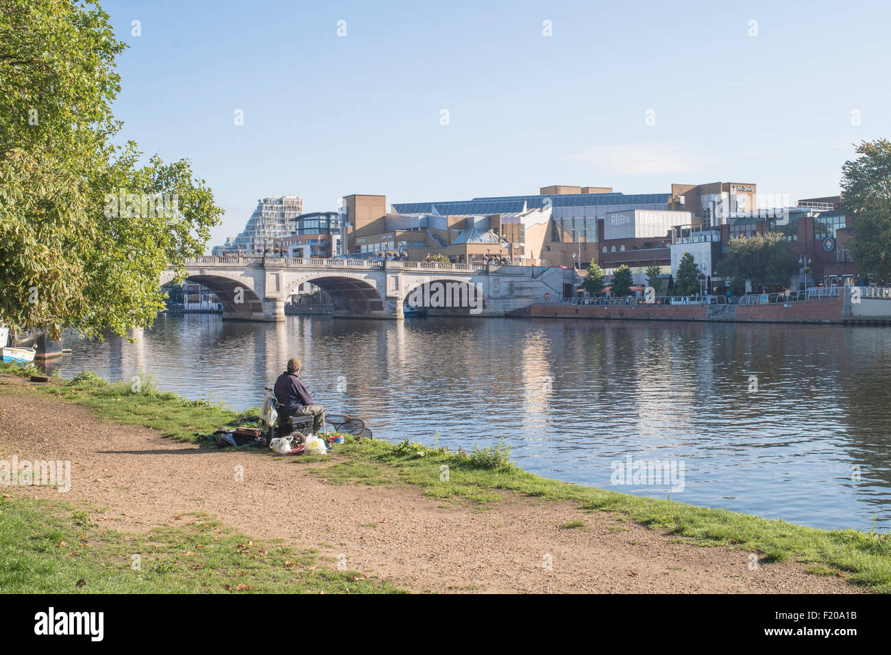 Fishing in the River Thames at Kingston Stock Photo Alamy