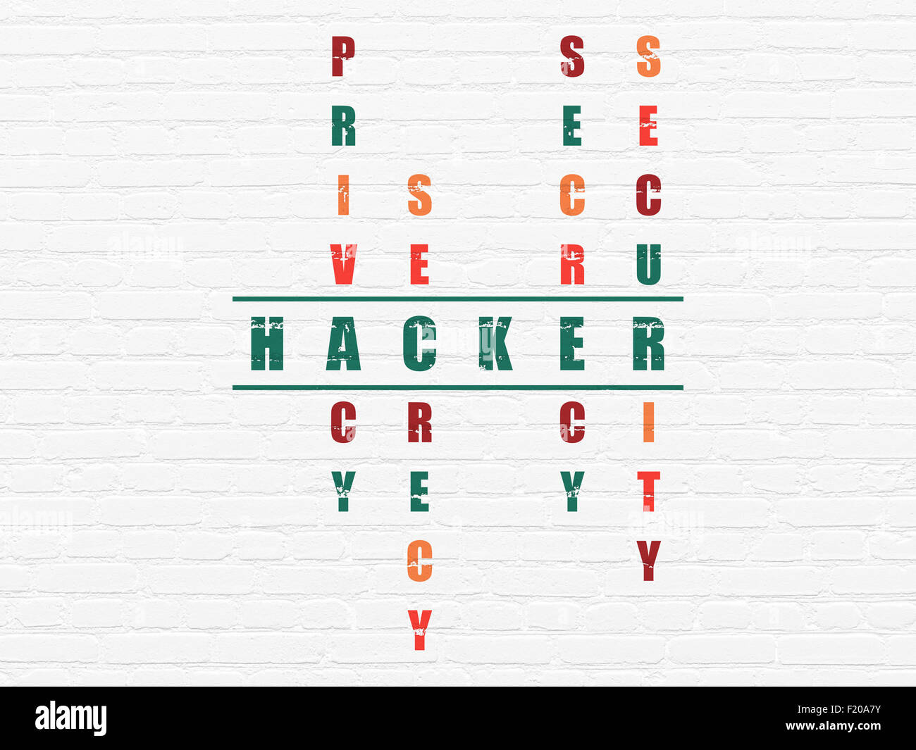 Protection concept word Hacker in solving Crossword Puzzle Stock Photo