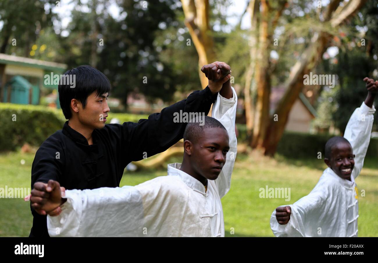 Nairobi, Kenya. 8th Sep, 2015. Qi Tao (L), a Chinese Kungfu teacher