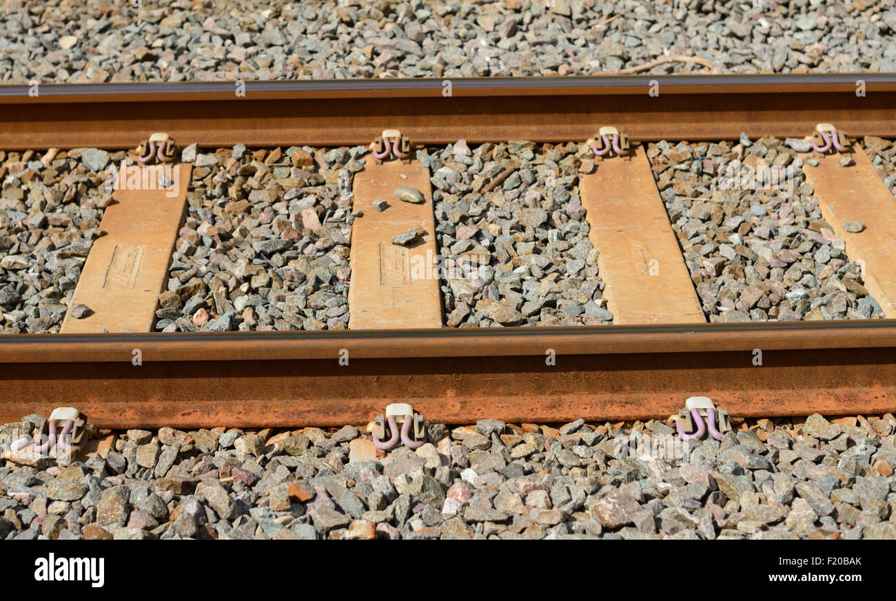 Railway track, standard gauge. Stock Photo