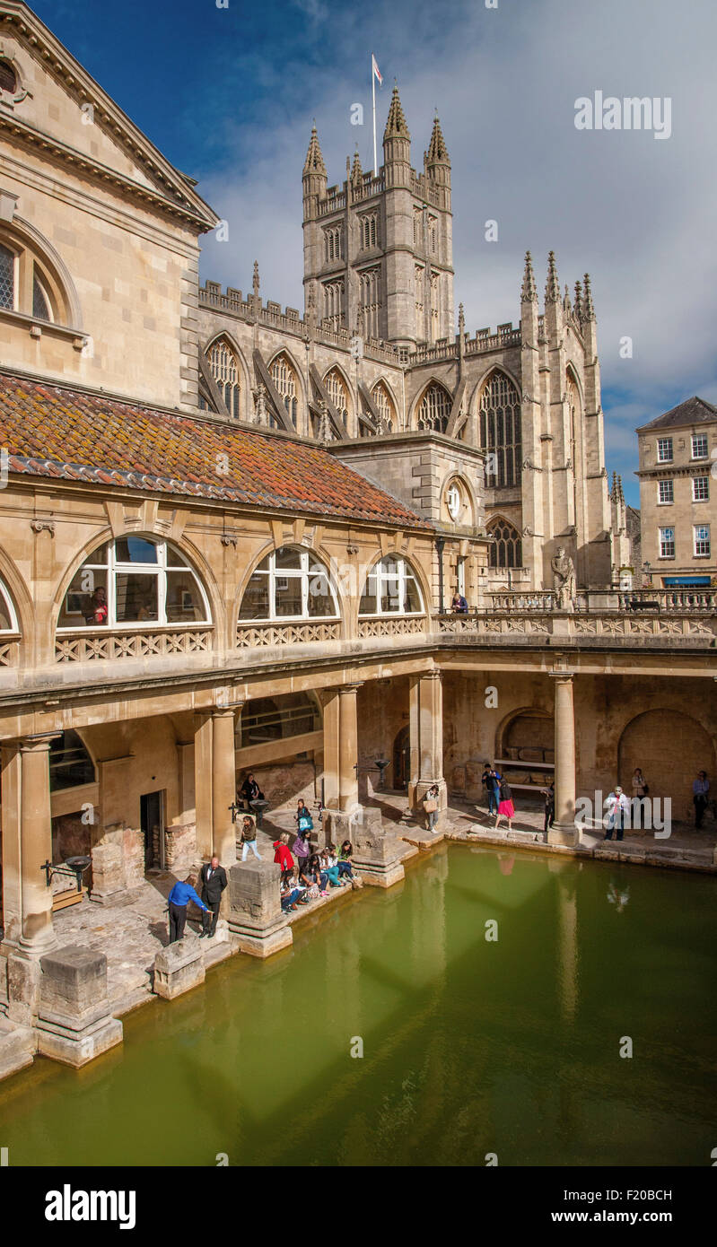 England, Bath, The Roman Baths, the great bath, the only hot springs in ...