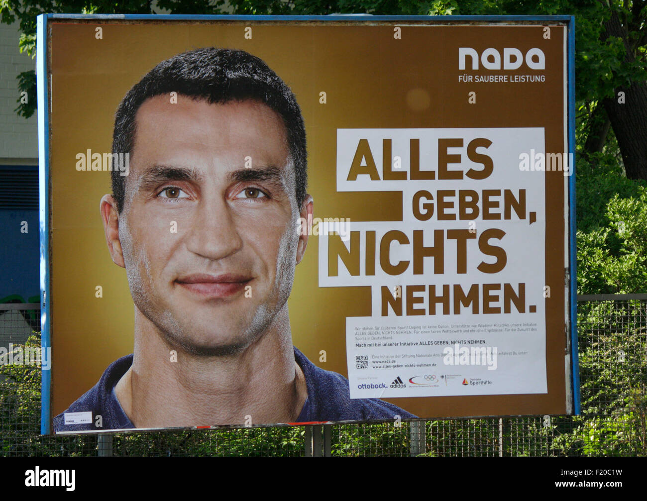 Plakat fuer 'Nada' mit Wladimir Klitschko, Berlin. Stock Photo