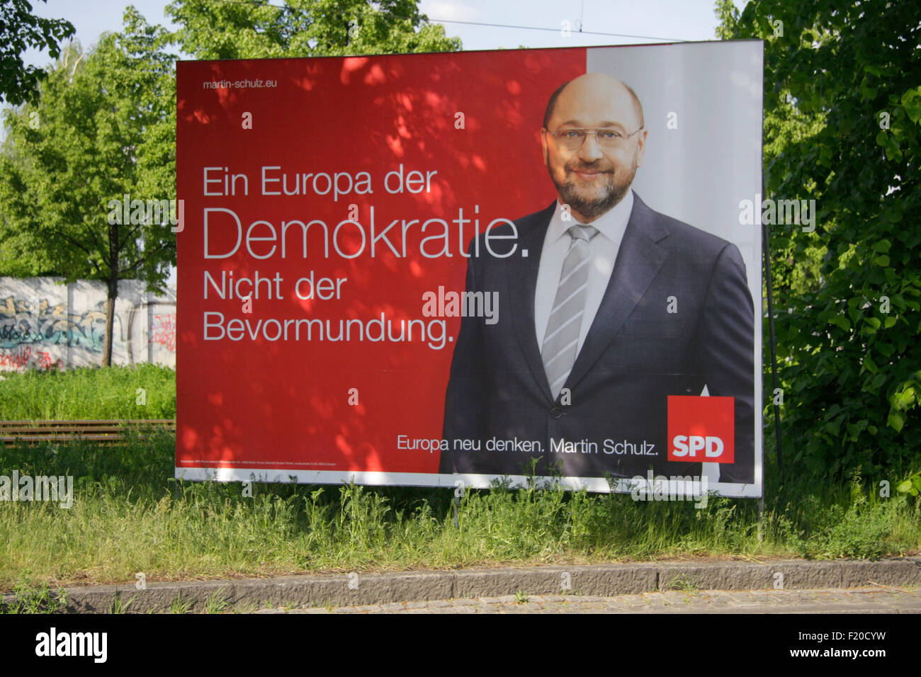 Martin Schulz, SPD  - Wahlplakate zur anstehenden Europawahl, Berlin. Stock Photo