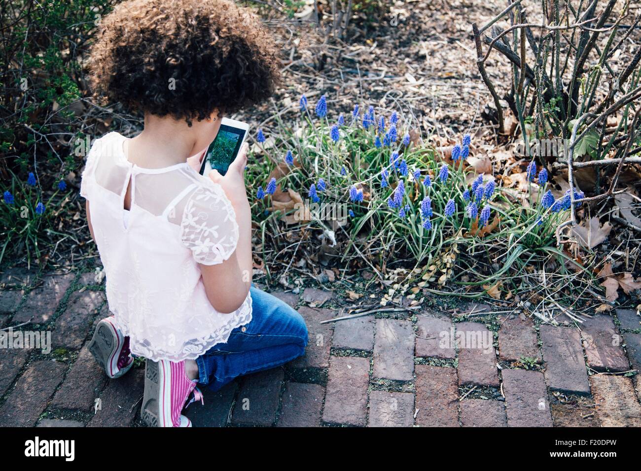 Child kneeling rear view hi-res stock photography and images - Alamy