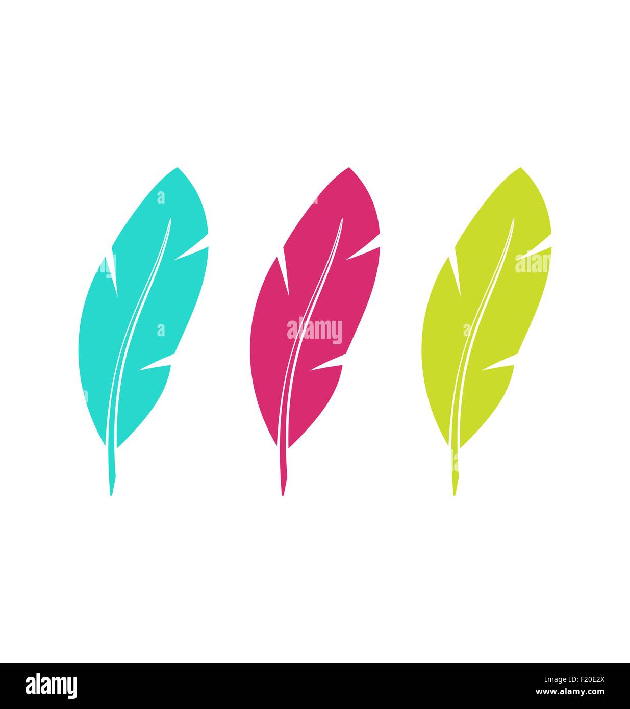 Set Colorful Feathers Isolated on White Background Stock Vector Image ...