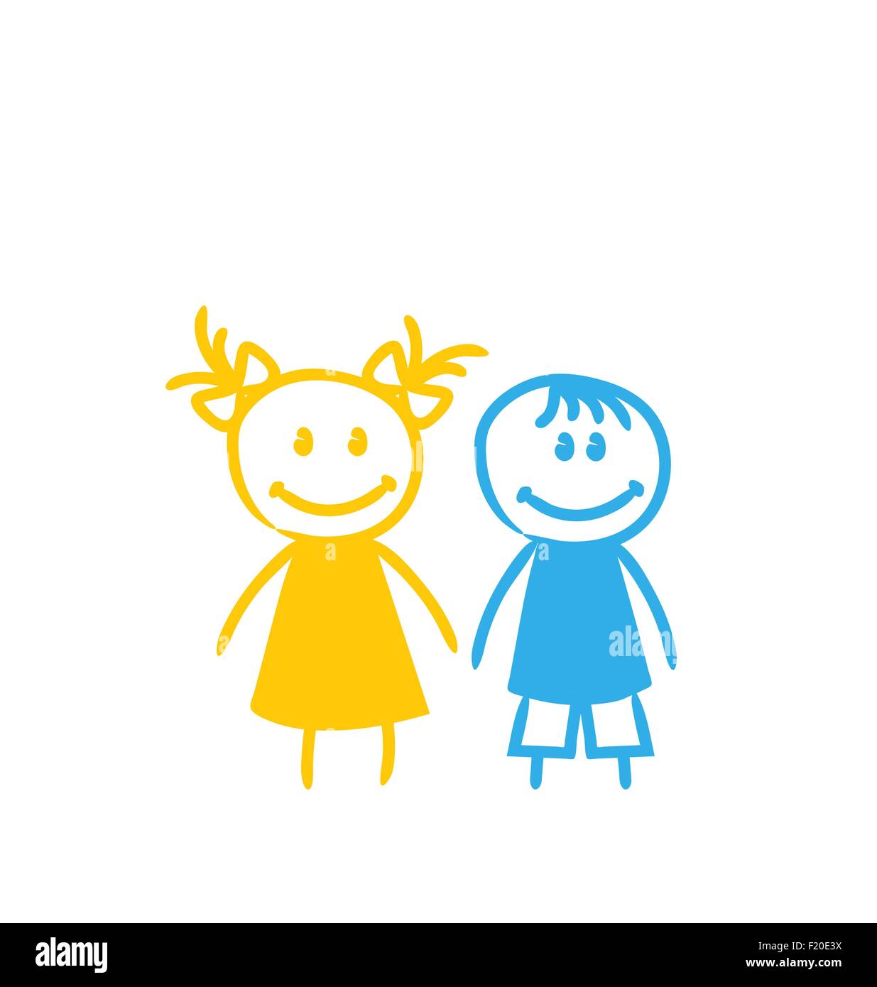 Sketch Cute Funny Girl and Boy Stock Vector Image Art Alamy