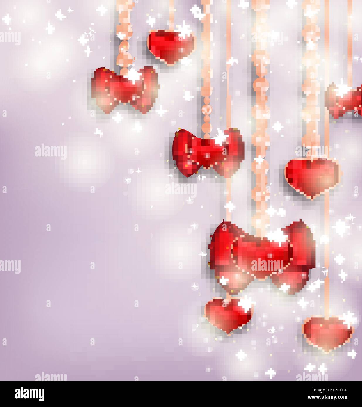 Glowing background with hanging hearts for Valentine Day, copy s Stock ...