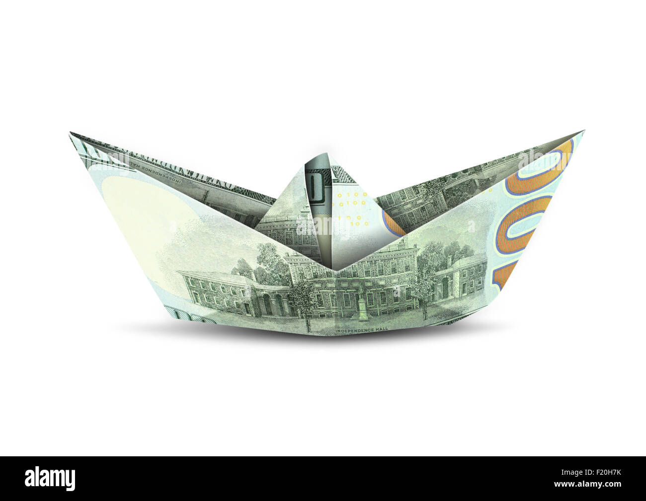 ship from dollar money on white, business concept Stock Photo