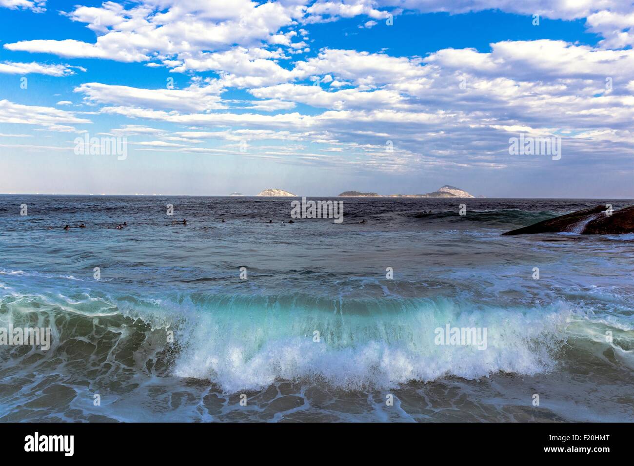 View of ocean waves, Leblon, Rio de Janeiro, Brazil Stock Photo