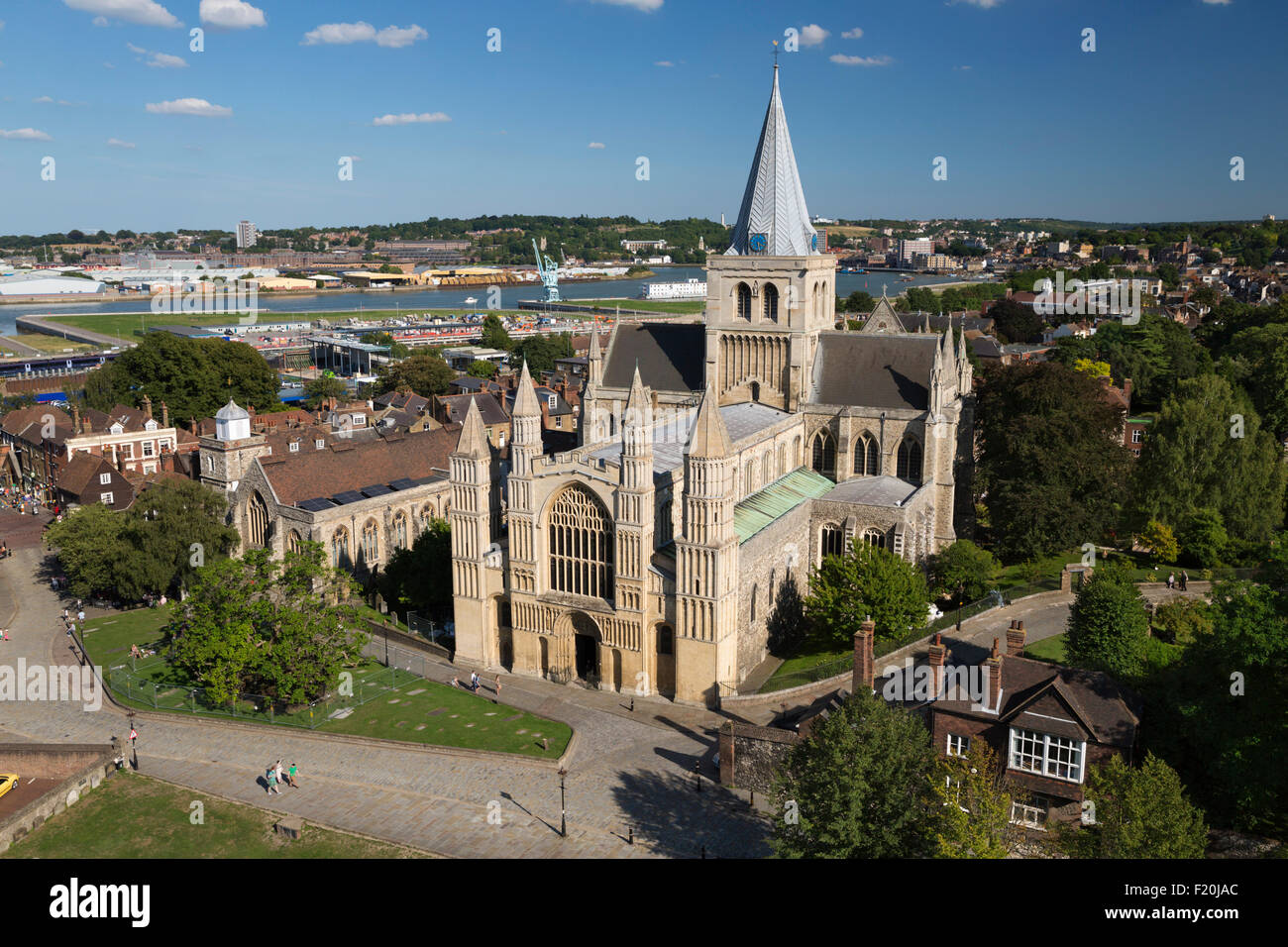 Rochester Cathedral viewed from castle, Rochester, Kent, England, United Kingdom, Europe Stock Photo