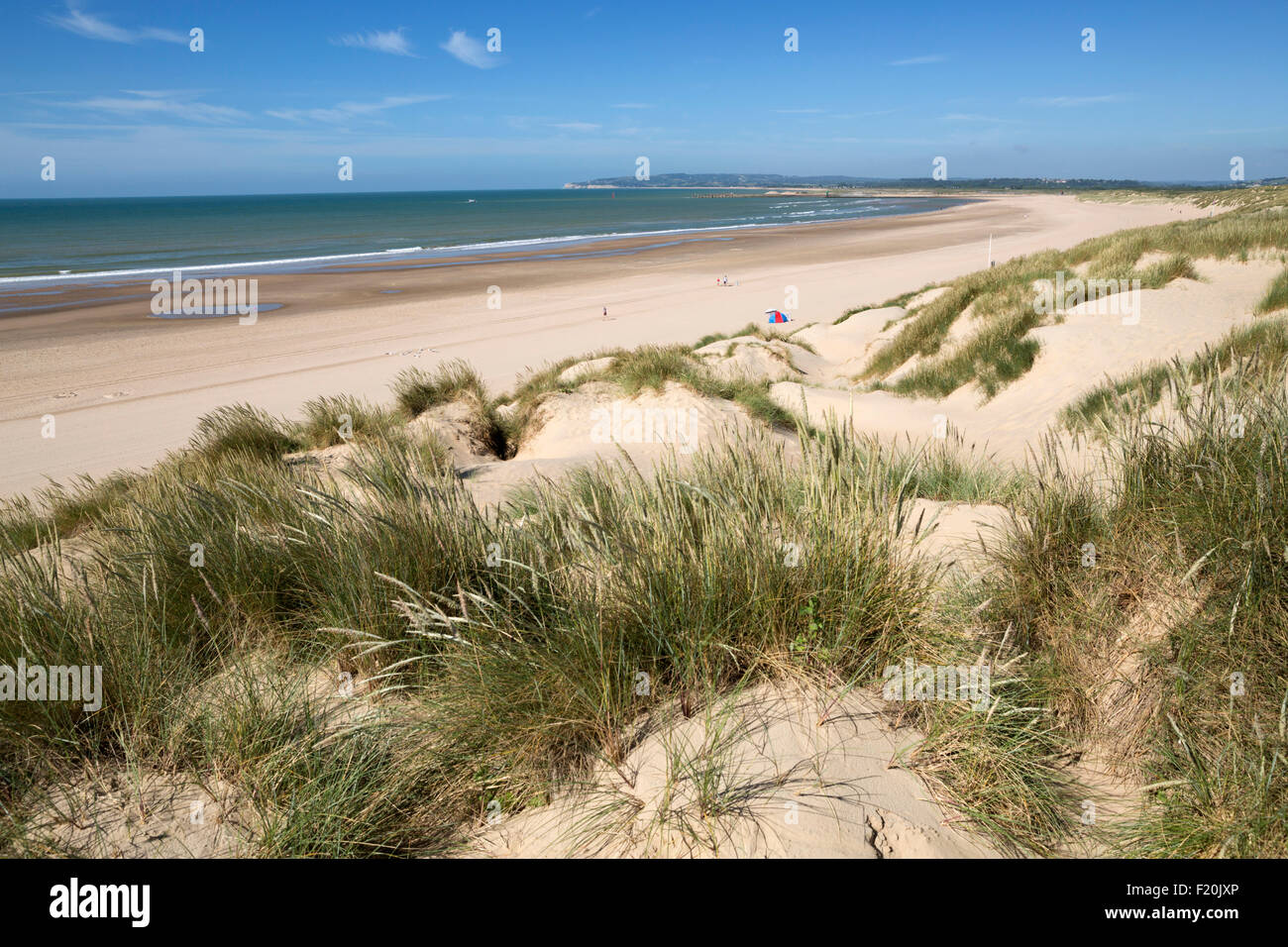 Sand dunes and beach, Camber Sands, Camber, near Rye, East Sussex, England, United Kingdom, Europe Stock Photo