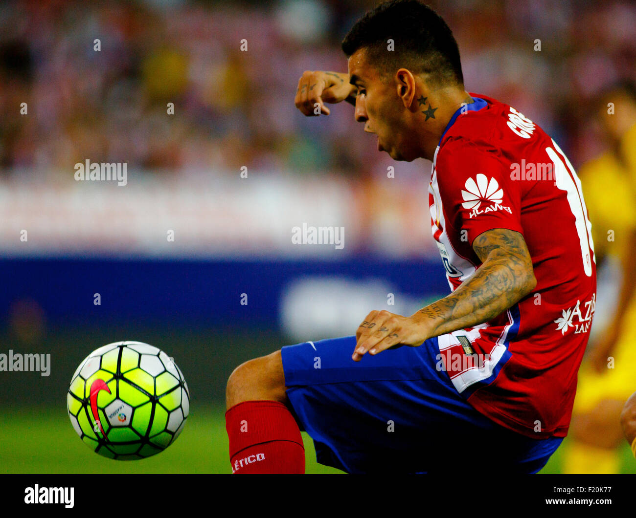 SPAIN, Madrid:Atletico de Madrid's Argentinean forward  Angel Correa during the Spanish League 2015/16 match Stock Photo