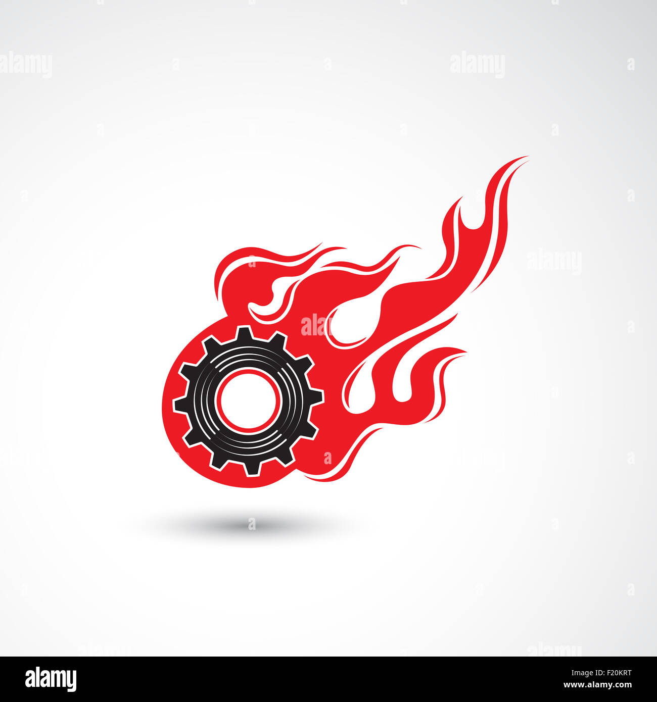 Wheel in Fire flame icon abstract logo design  template. Industrial concept. Corporate creative logotype symbol. Stock Photo