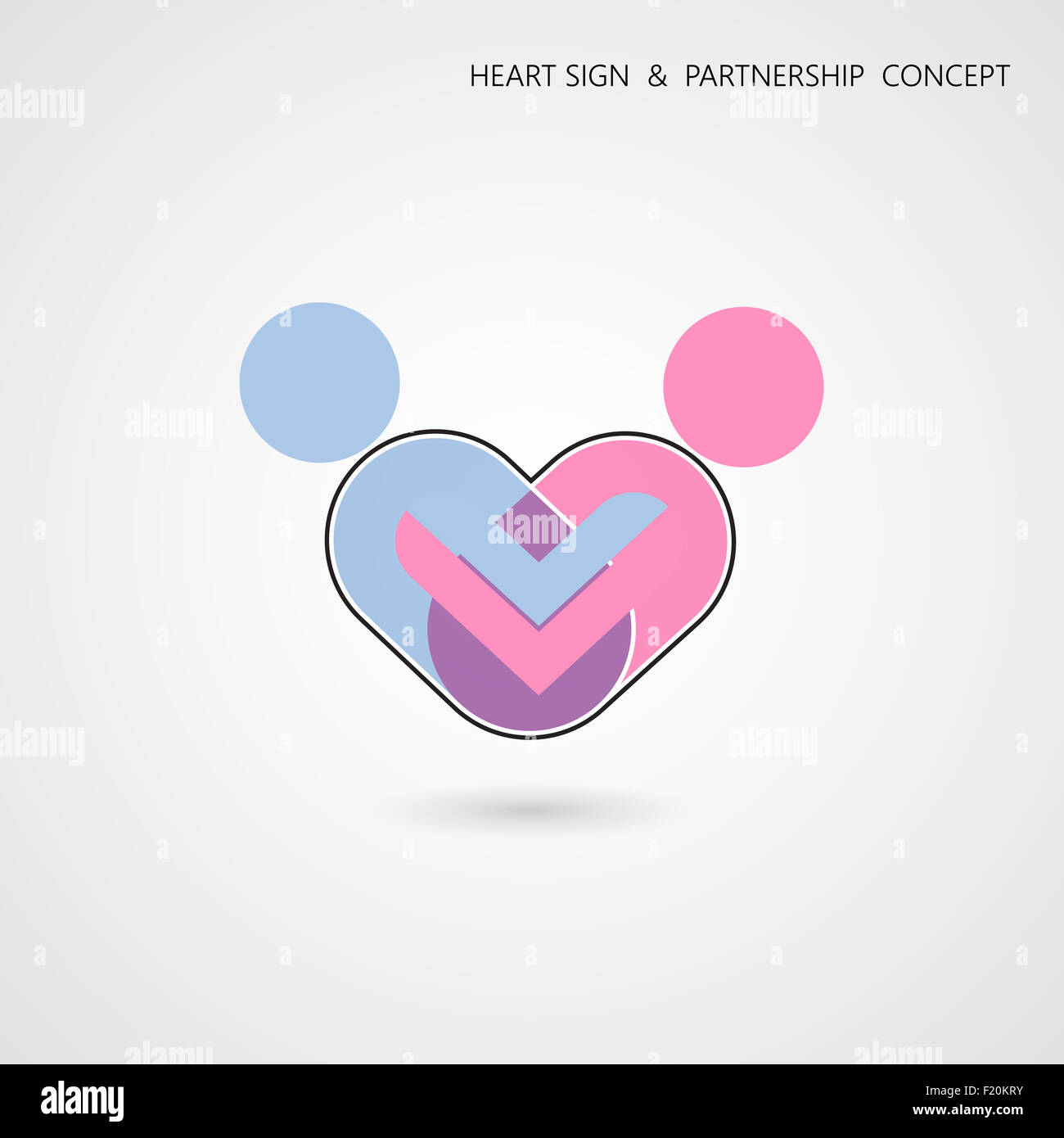 Creative heart shape and human symbol with business concept. Teamwork sign. Partnership and cooperation concept Stock Photo