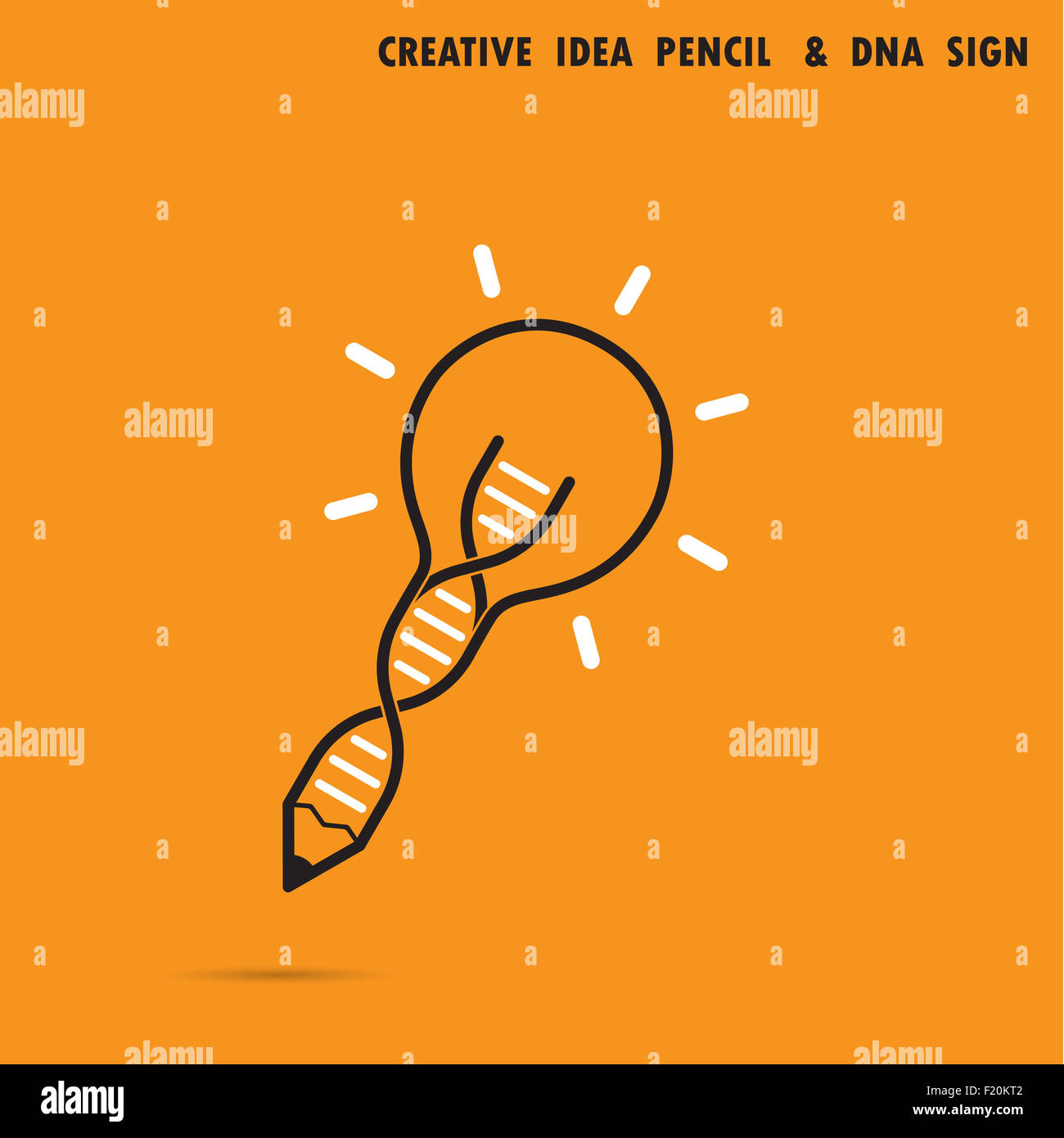 Creative bulb idea pencil concept and DNA symbol. Education and business concept. Stock Photo