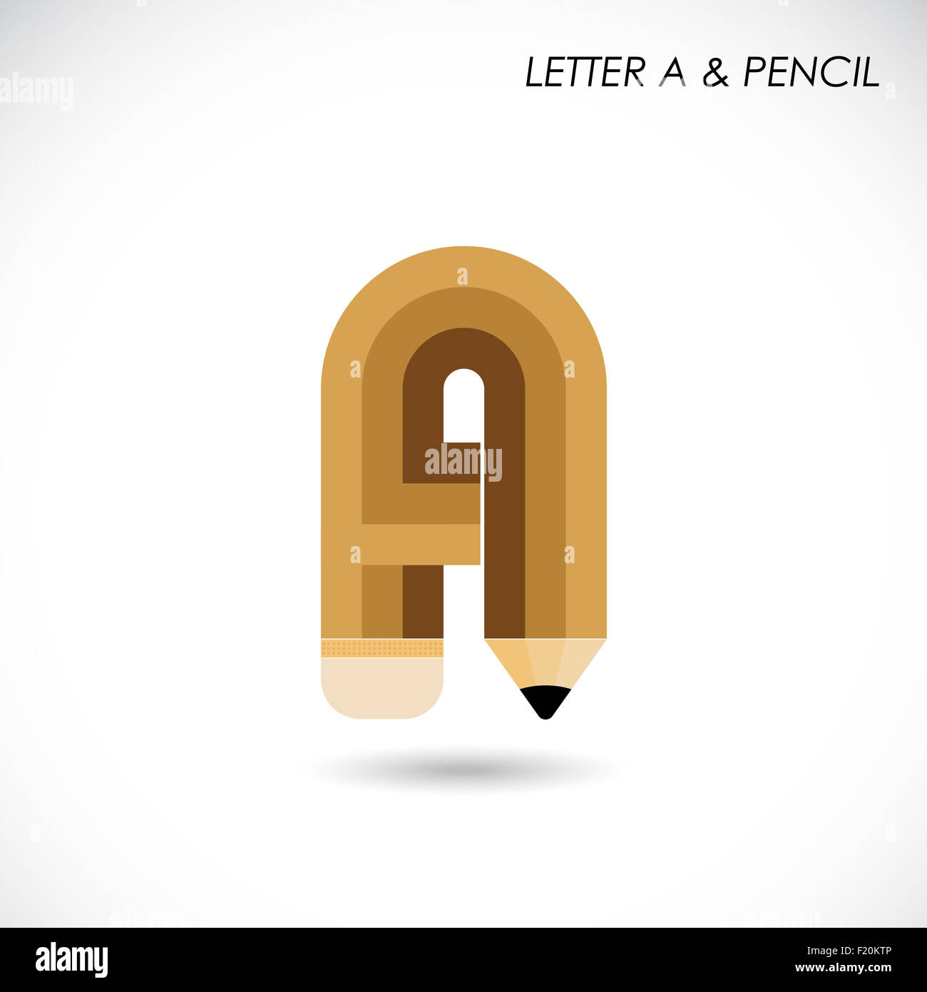 Creative letter A icon abstract logo design  template with pencil symbol. Corporate business creative logotype symbol. Stock Photo