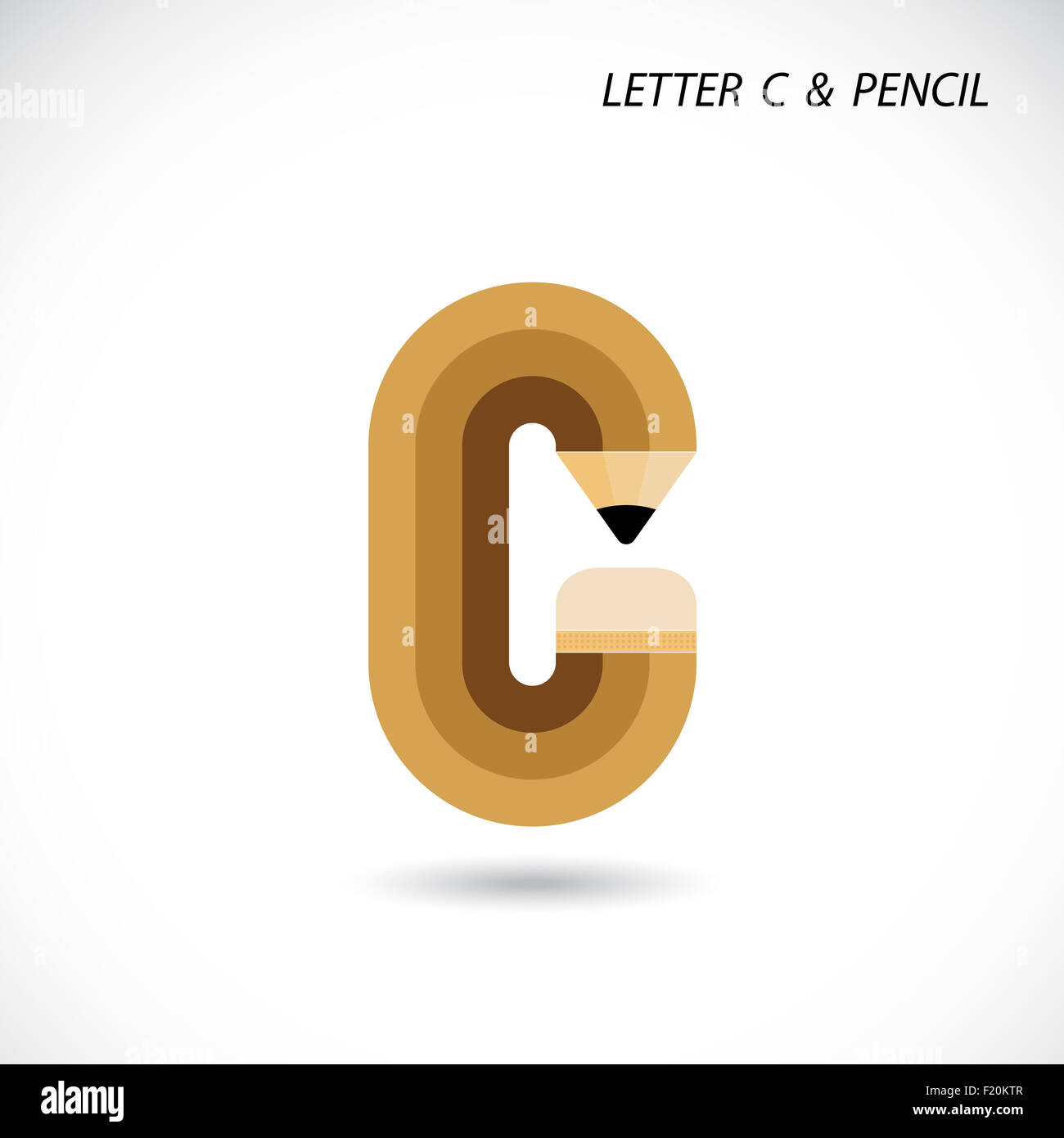 Creative letter C icon abstract logo design  template with pencil symbol. Corporate business creative logotype symbol. Stock Photo