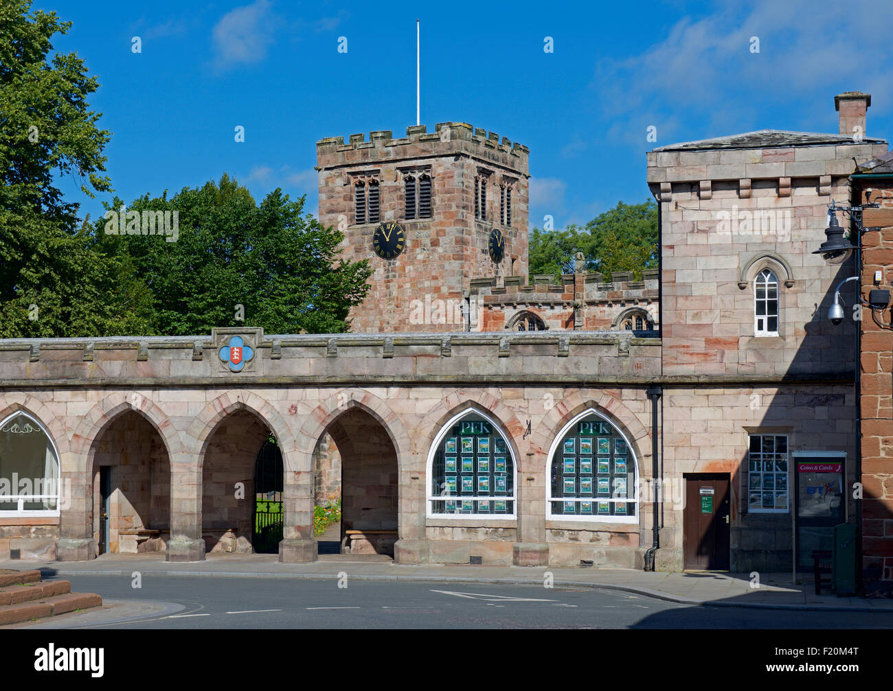 Cloisters and St Lawrence's Church, Appleby, Cumbria, England UK Stock Photo