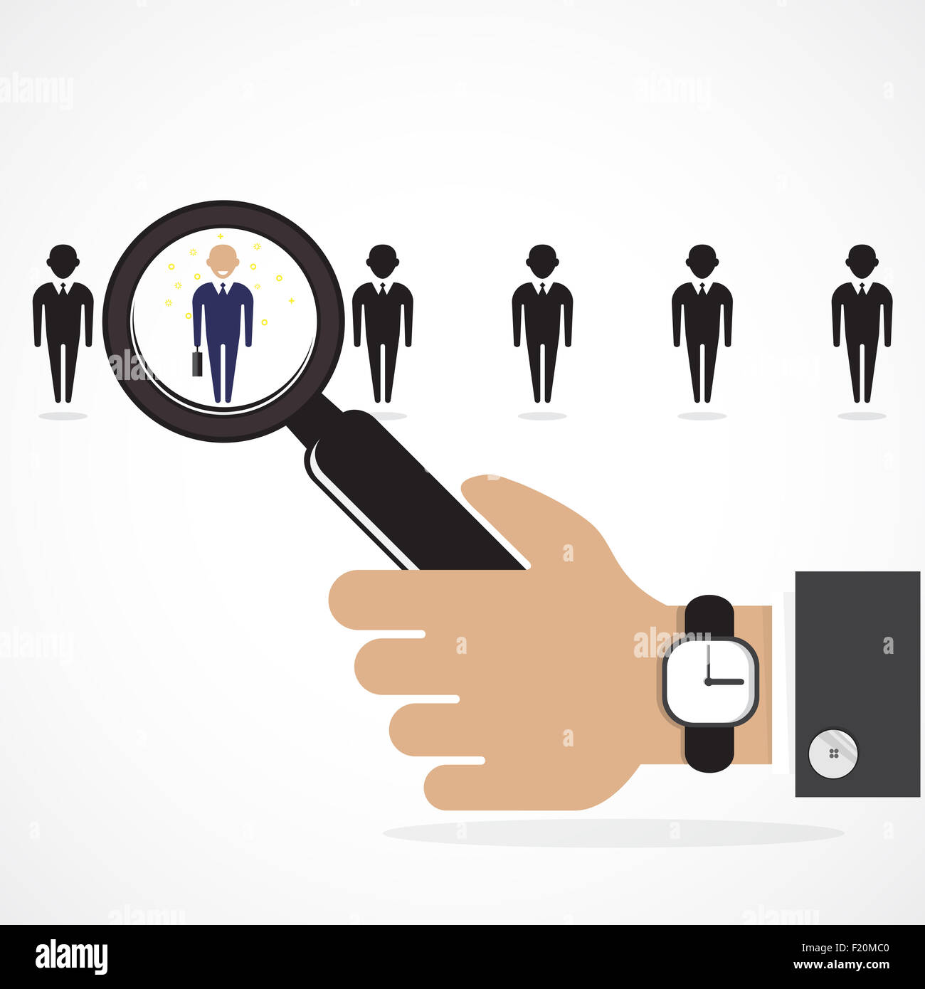 Search for an employee. Looking For Talent. Search for businessman. Businessman standing out from the crowd. Business idea Stock Photo