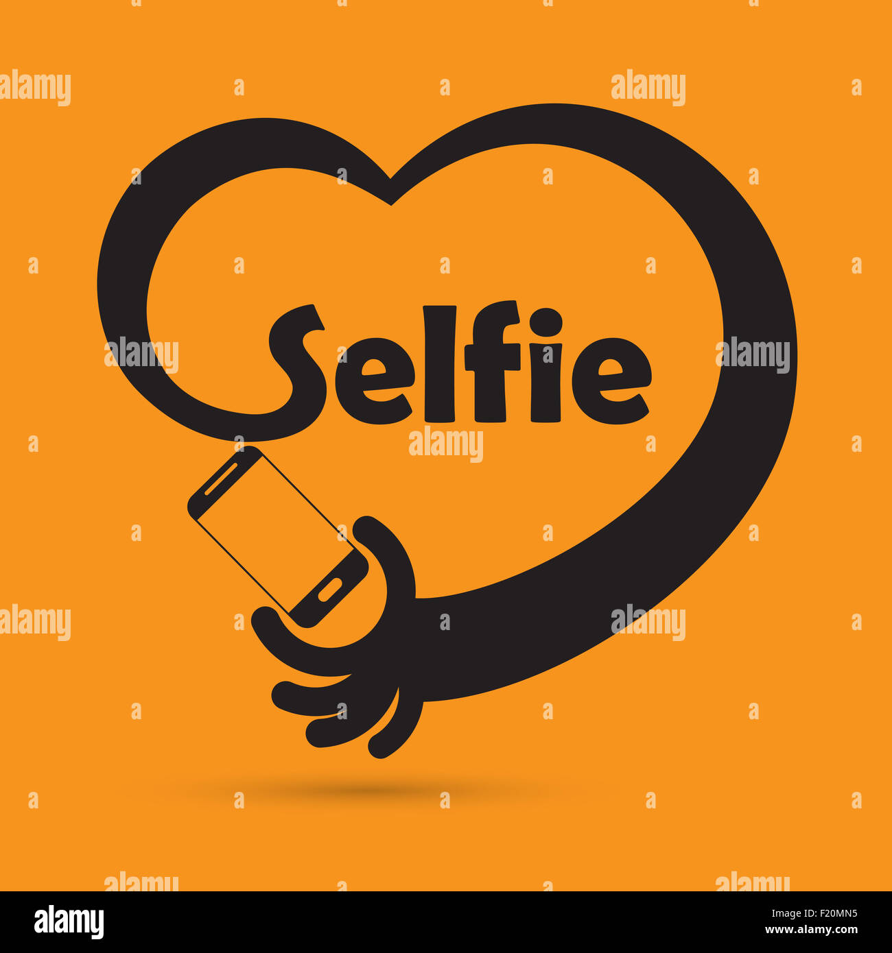 Taking selfie portrait photo on smart phone concept icon. Selfie concept design element. Vector illustration Stock Photo