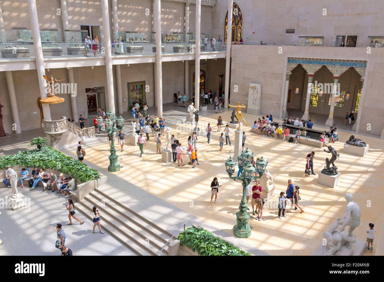 Visitors viewing artwork in the Metropolitan Museum of Art, Manhattan, New York City. Stock Photo