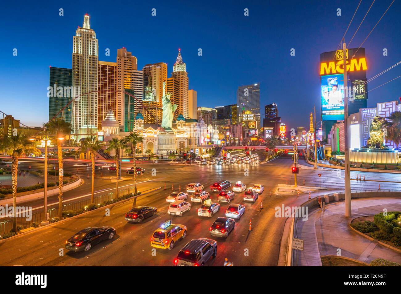 United States, Nevada, Las Vegas, the Strip, New York New York Hotel and Casino Stock Photo
