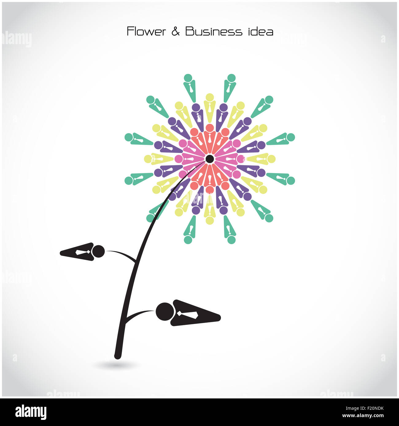 Flower and business teamwork cooperation sign. Together union symbol of friendship, partnership logotype. Business teamwork Stock Photo