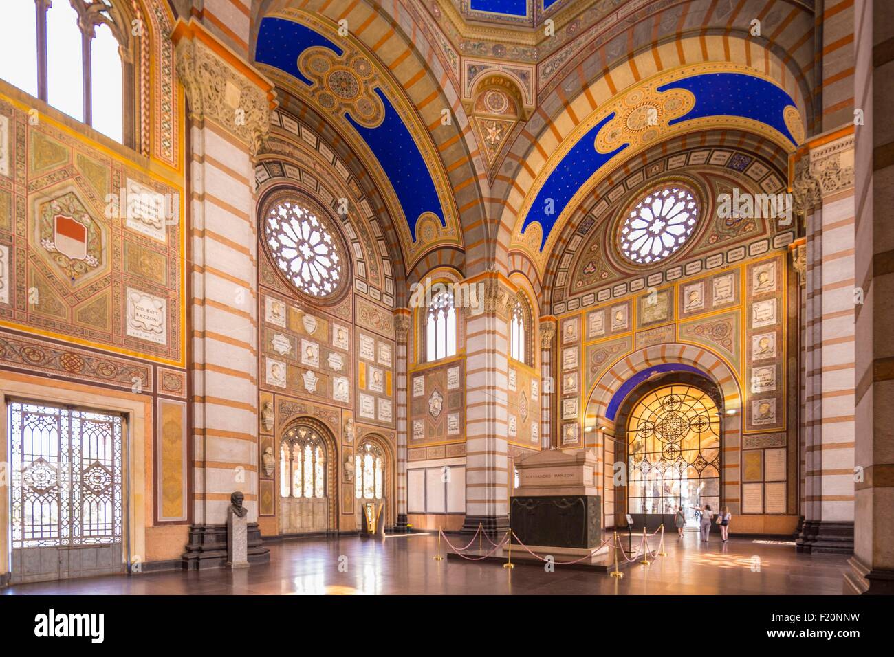 Italy, Lombardy, Milan, the monumental cemetery, grave of Alessandro Manzoni and Carlo Cattaneo Stock Photo