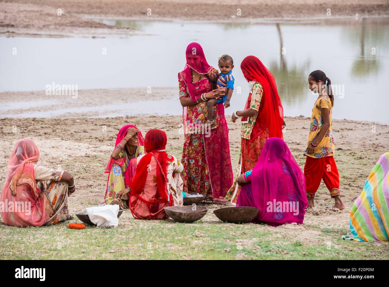 India, Rajasthan state, Jodhpur, women working in the fields Stock Photo