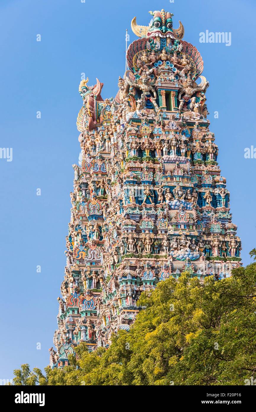 India, Tamil Nadu state, Madurai, the dravidian temple of Sri Meenakshi Stock Photo