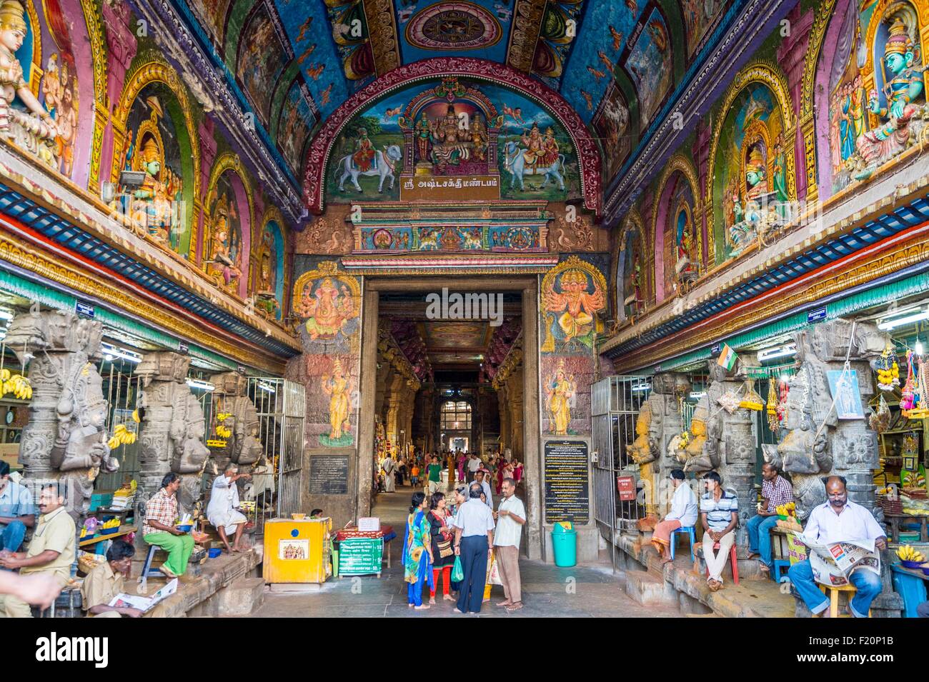 India, Tamil Nadu state, Madurai, the dravidian temple of Sri Meenakshi Stock Photo