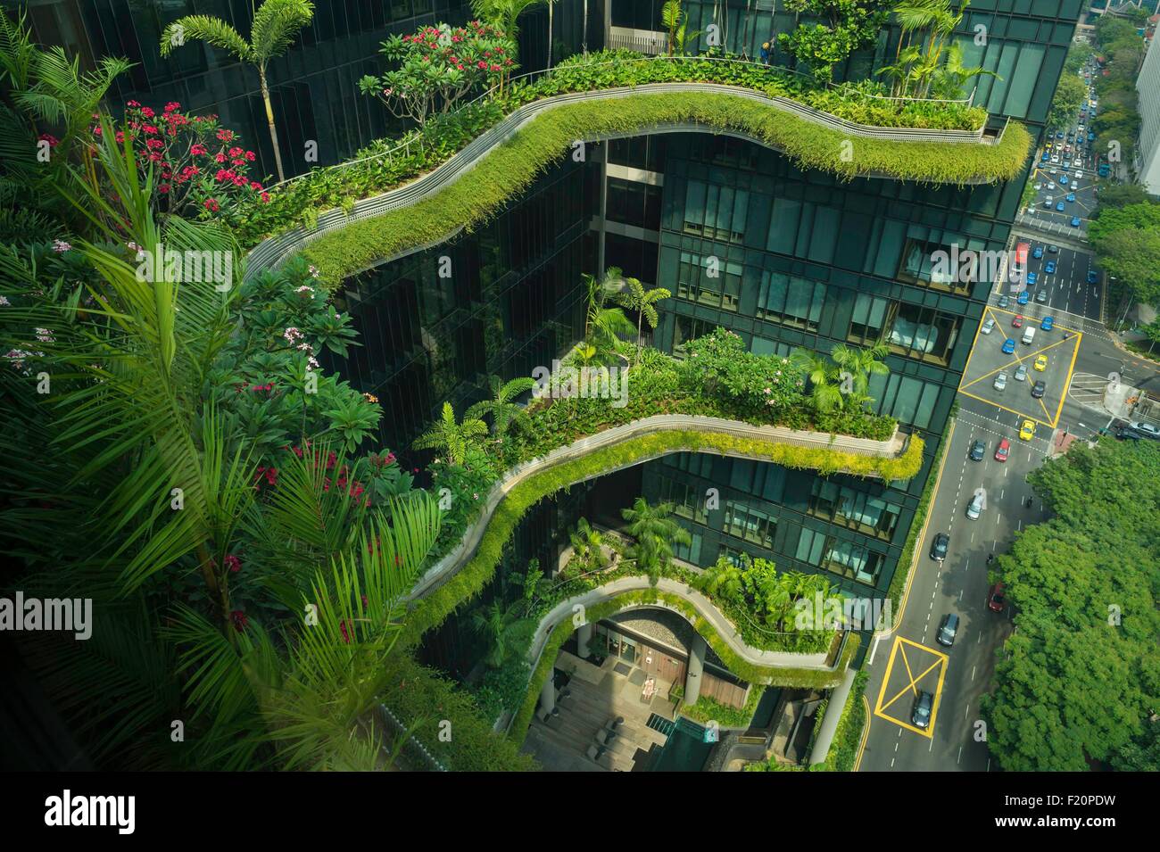 Singapore, Park Royal hotel by Woha singapourian architectur studio Stock Photo