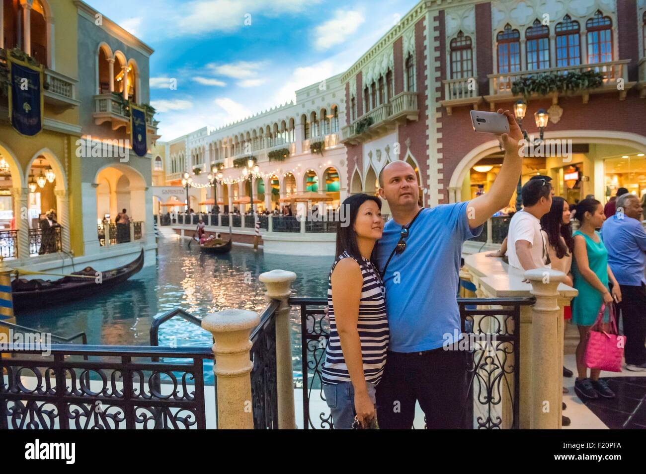 United States, Nevada, Las Vegas, gondola at the Venetian Hotel Stock Photo