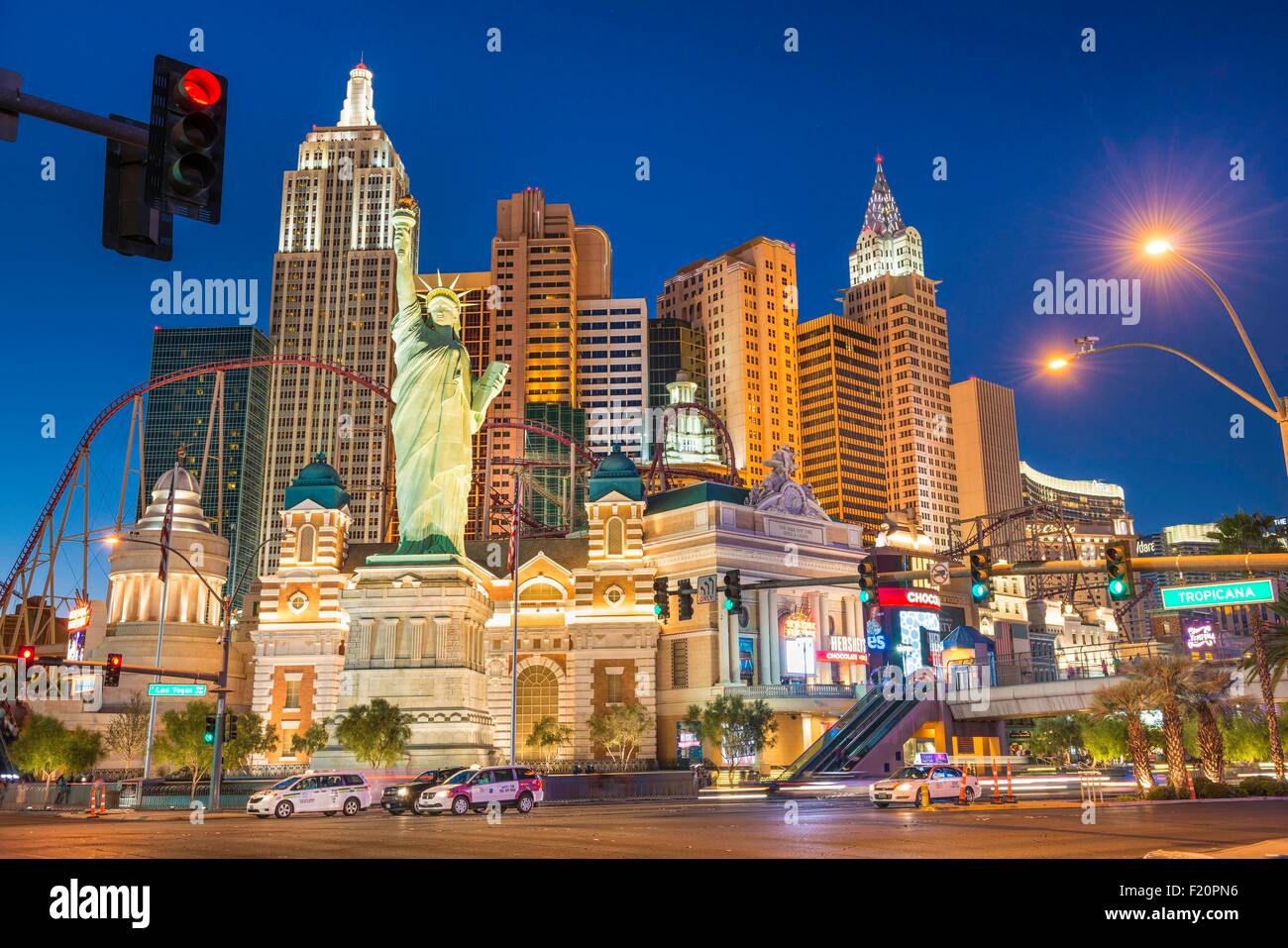 United States, Nevada, Las Vegas, the Strip, New York New York Hotel and Casino Stock Photo